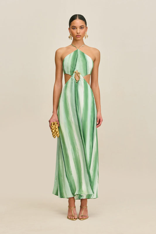 ESMERALDA DRESS - CALLA LILY PAINTED STRIPE