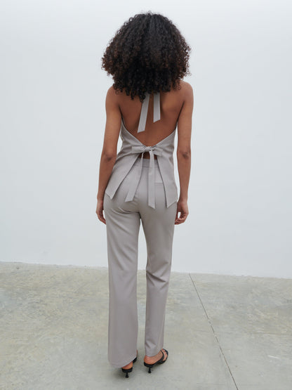 Laria Tailored Slim Leg Trousers - Stone