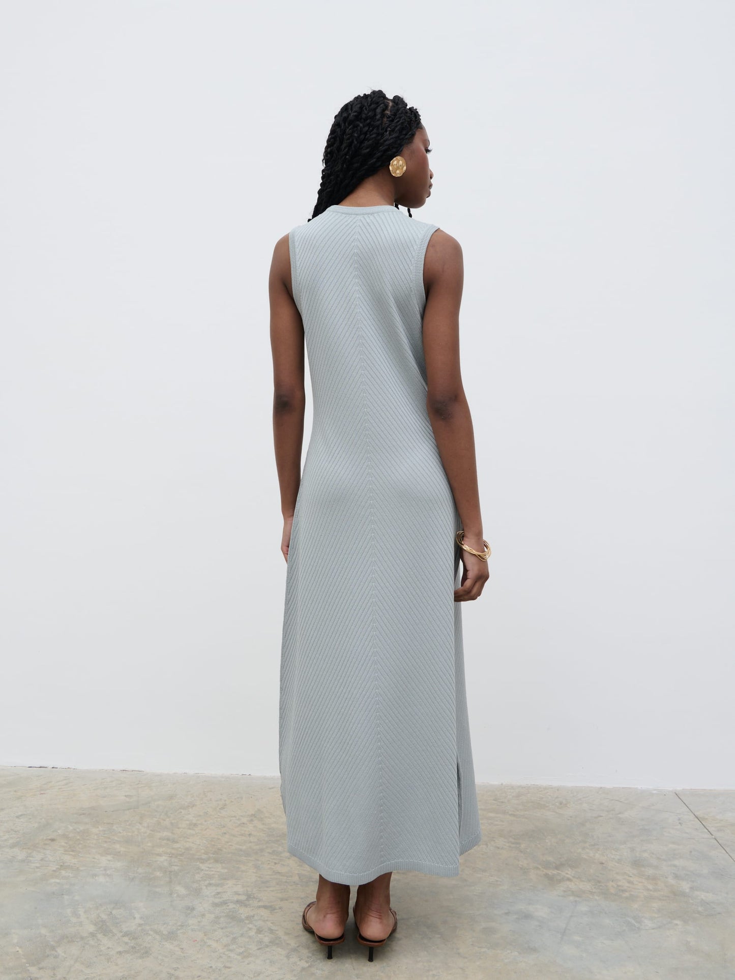 Portia Shift Knit Midaxi Dress - Light Blue