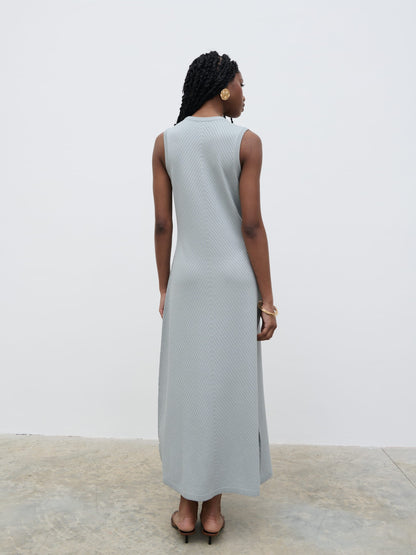 Portia Shift Knit Midaxi Dress - Light Blue