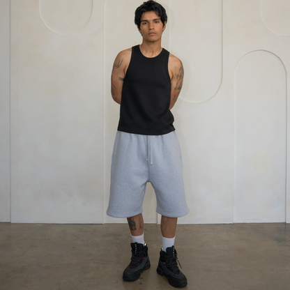 'Black' Waffle Knit Tank Top